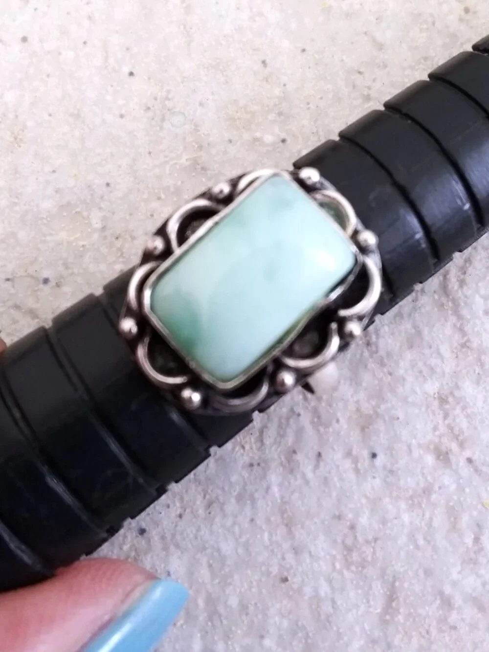 Sz 6.5 ~ Pale Green Amazonite Ring! SilverPlated - Boho Girlie Feminine Festival